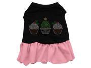 Mirage Pet Products 58 39 MDBKPK Christmas Cupcakes Rhinestone Dress Black with Pink Med 12