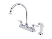 Kingston Brass KB3751PL Two Handle 8 in. Kitchen Faucet with Non Metallic Sprayer