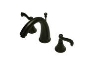 Two Handle 8 to 16 Widespread Lavatory Faucet with Brass Pop up in Oil Rubbed Bronze by Kingston Brass