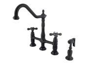 Kingston Brass KS1275AXBS 8 in. Center Kitchen Faucet With Side Sprayer