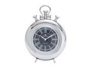 Woodland Import 27856 Nickel Plated Table Clock with Roman Numerals