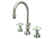 Kingston Brass KS2981PX Two Handle 8 in. to 16 in. Widespread Lavatory Faucet with Brass Pop up
