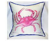 Betsy Drake HJ102 Pink Crab Art Only Pillow 18 x18