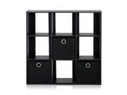 Furinno 13207EX BK Simplistic 9 Cube Organizer with Bins Espresso Black