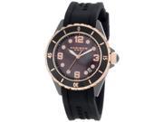 Akribos XXIV AK502BKR Womens Ceramic Case With Rose Tone Accents And Black Rubber Strap Watch