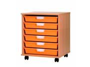 Extra Wide Home Office Portable 6 Reversible Tray Container Wood Storage Cabinet In Beech Finish