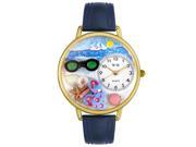 Whimsical Watches G1210015 Flip flops Navy Blue Leather And Goldtone Watch