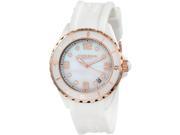 Akribos XXIV AK502WTR Womens Ceramic Case With Rose Tone Accents And White Rubber Strap Date Watch