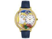 Whimsical Watches G0120003 Bad Cat Navy Blue Leather And Goldtone Watch