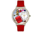 Whimsical Watches U0640005 English Teacher Red Leather And Silvertone Watch