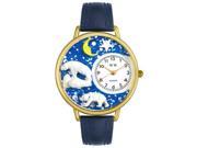 Whimsical Watches G0150002 Polar Bear Navy Blue Leather And Goldtone Watch