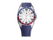 Tommy Hilfiger 1790885 Mens Stainless Steel Case Blue Silicone Strap Watch With White Dial