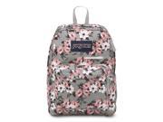 JanSport Digibreak Backpack - Coral Sparkle Pretty Posey - Silver