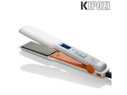 KIPOZI Digital Hair Straightener 1.75 Inch Flat Iron with Nano Titanium Plate LCD Touch Screen White