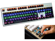 ZANFU plug shaft Mechanical Keyboard wired 104 keys green axis black shaft metal 4 backlit Marquee gaming keyboard white