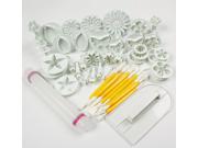 46Pcs Fondant Sugarcraft Cake Decorating Icing Plunger Cutters Tools Mold Mould