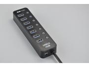 QSMHYM High Speed 7 Port USB 3.0 HUB With Independent Switch Plus 1 Port Quick Charge QSM 315