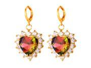 U7 Heart Shaped Drop Earrings 18K Gold Plated Fancy Violet Stone Inlaid Cubic Zirconia Fashion Jewelry for Women