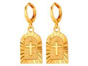 U7 Catholic Cross Dangle Earrings Platinum Plated 18K Gold Plated Drop Earrings Religious Fashion Jewelry for Women