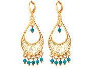 U7 Exotic Chadelier Earrings Blue Synthetic Turquoise Inlaid Platinum Plated 18K Gold Plated Indian Style Dangle Earring Fashion Jewelry for Women