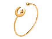 U7 Cute Moon Star Cuff Bracelets Stainless Steel Yellow Gold Plated Gift for Girls Fashion Jewelry for Women