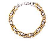 U7 INOX Stainless Steel Byzantine Chain Bracelet Black Gun Plated 18K Gold Plated Cool Chain Bracelets Length 8 Width 0.3 Fashion Jewelry for Men
