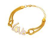 U7 INOX Stainless Steel Bracelet Letter Love Charms 18K Gold Plated Length 7 Popcorn Chain Fancy Bracelet Fashion Jewelry for Women