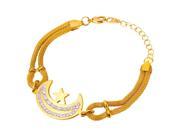 U7 INOX Stainless Steel Bracelet Moon Star Charms 18K Gold Plated Length 7 Popcorn Chain Fancy Bracelet Fashion Jewelry for Women