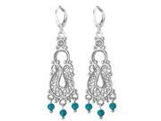 U7 Blue Turquoise Earrings Chandelier Dangle Earring Platinum Plated 18K Gold Plated Oriental Style Drop Earring Fashion Jewelry for Women