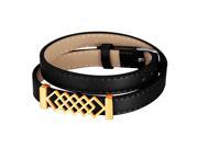 U7 High Quality Genuine Leather Bracelet Multitour Black Brown Stainless Steel 18K Gold Plated Rhombus Pattern Bracelets Chic Fashion Jewelry for Women