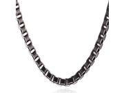 U7 Cool Black Box Chain Necklace Aluminium Alloy Black Gun Plated Three Size Optional Width 0.2 Fashion Jewelry for Men or Women