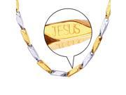 U7 316L Stainless Steel Link Chian Necklace 18K Gold Plated Pattern Jesus Length 22 Width 0.1 Elegant Fashion Jewelry for Men