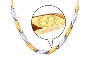 U7 316L Stainless Steel Link Chian Necklace 18K Gold Plated Pattern Dollars Length 22 Width 0.1 Elegant Fashion Jewelry for Men