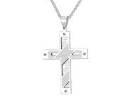U7 Cross Pendant Necklace Stainless Steel Yellow Gold Plated Catholic Necklace Thin Wheat Chain Fashion Jewelry for Men or Women