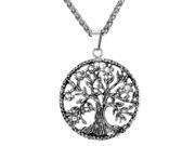 U7 Tree of Life Pendant Necklace Rond Pendants Austrian Rhinestone Inlaid Vintage Style Stainless Steel Yellow Gold Plated Wheat Chain Necklaces Fashion Jewelry