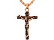 U7 INRI Cross Crucifix Pendant Necklace Stainless Steel Yellow Gold Plated Rose Gold Plated Black Gun Plated Cross Catholic Pendants Fashion Jewelry for Men or