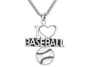 U7 Baseball Pendant Necklace Heart Motif Stainless Steel Yellow Gold Plated Wheat Chain Sport Pendants Fashion Jewelry for Men