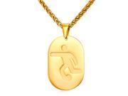 U7 Football Pendant Necklace Dog Tag Pendants Stainless Steel Yellow Gold Plated Wheat Chain Cool Sport Pendants Fashion Jewelry for Men or Women