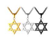 U7 Star of David Pendant Necklace Stainless Steel Juif Pendants David Star Gold Plated Black Gun Plated Wheat Chain Religious Necklace Fashion Jewelry for Men o