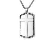 U7 Dog Tag Pendant Necklace Cross Pattern Stainless Steel Yellow Gold Plated Wheat Chain Catholic Pendants Fashion Jewelry for Men