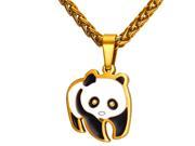 U7 Panda Pendant Necklace Stainless Steel Gold Plated High Quality Enamel Cute Animal Pendants Wheat Chain Fashion Jewelry for Women