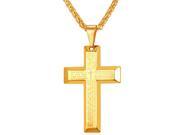 U7 Simple Design Cross Catholic Pendant Neckalces Bible Verse Cross Pattern Stainless Steel Gold Plated Black Gun Plated Wheat Chain Fashion Jewelry for Men or