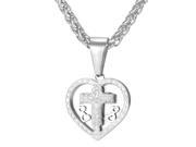 U7 Heart Shaped Cross Pattern Stainless Steel Yellow Gold Plated Wheat Chain Crucifix Pendant Catholic Necklaces Fashion Jewelry for Women