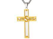 U7 Cross Pendants Necklace Pattern Letter Jesus Stainless Steel Yellow Gold Plated Wheat Chain Male Catholic Fashion Jewelry