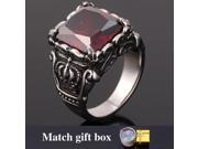 U7 Signet Red Crystal Rings Band Rings Stainless Steel Biker Ring Cool Accessories Fashion Jewelry for Men or Women
