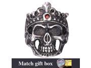 U7 Biker Rings Skull Band Ring Punk Style Stainless Steel Gold Plated Red Zirconia Inlaid Cool Accessories Fashion Jewelry for Men or Women