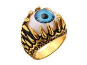 U7 Evil Eye Rings Biker Band Rings Signet Ring Stainless Steel Yellow Gold Plated Cool Biker Rings Fashion Jewelry for Men or Women