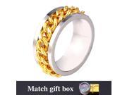 U7 Band Rings Stainless Steel Curb Chain Charms Yellow Gold Plated Fashion Jewelry for Men or Women