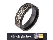U7 Black Band Rings High Quality Black Gun Plated Wave Pattern Stainless Steel Fashion Jewelry for Men or Women