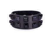 U7 Cool Genuine Leather Wrap Bracelet Black Leather Bracelets Length 8.6 Width 1.2 Fashion Jewelry for Men or Women